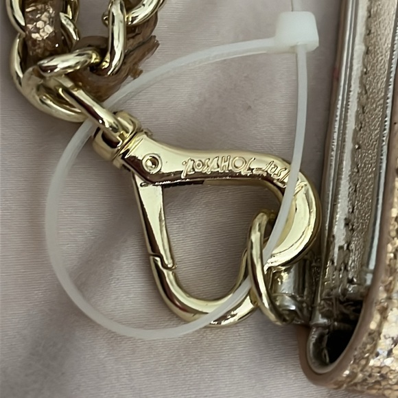 Betsy Johnson Gold Glitter Wristlet with Gold Chain - Picture 7 of 8